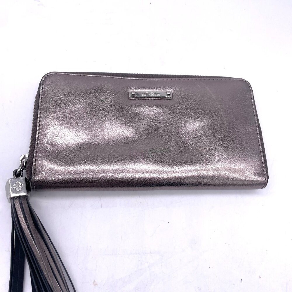Stella & Dot Metallic Zip-Around Wallet With Tassel Accent